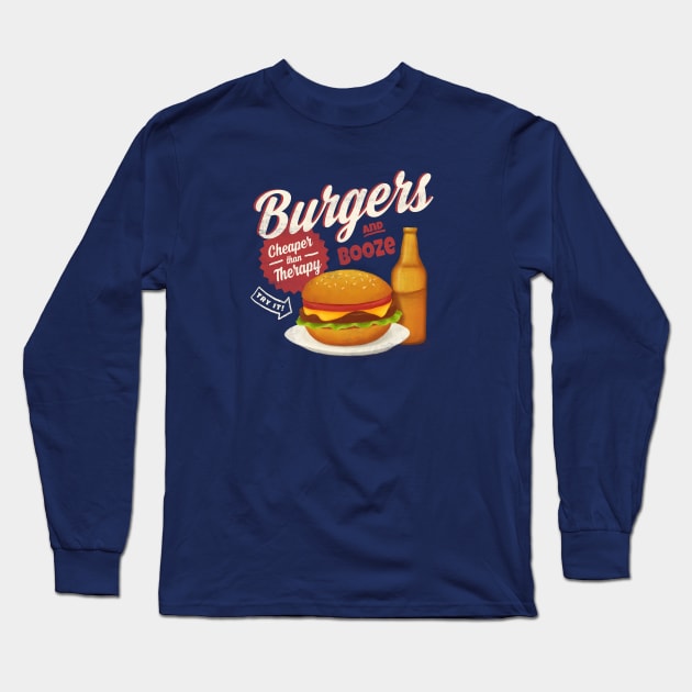 Burgers and Booze Long Sleeve T-Shirt by MidnightCoffee